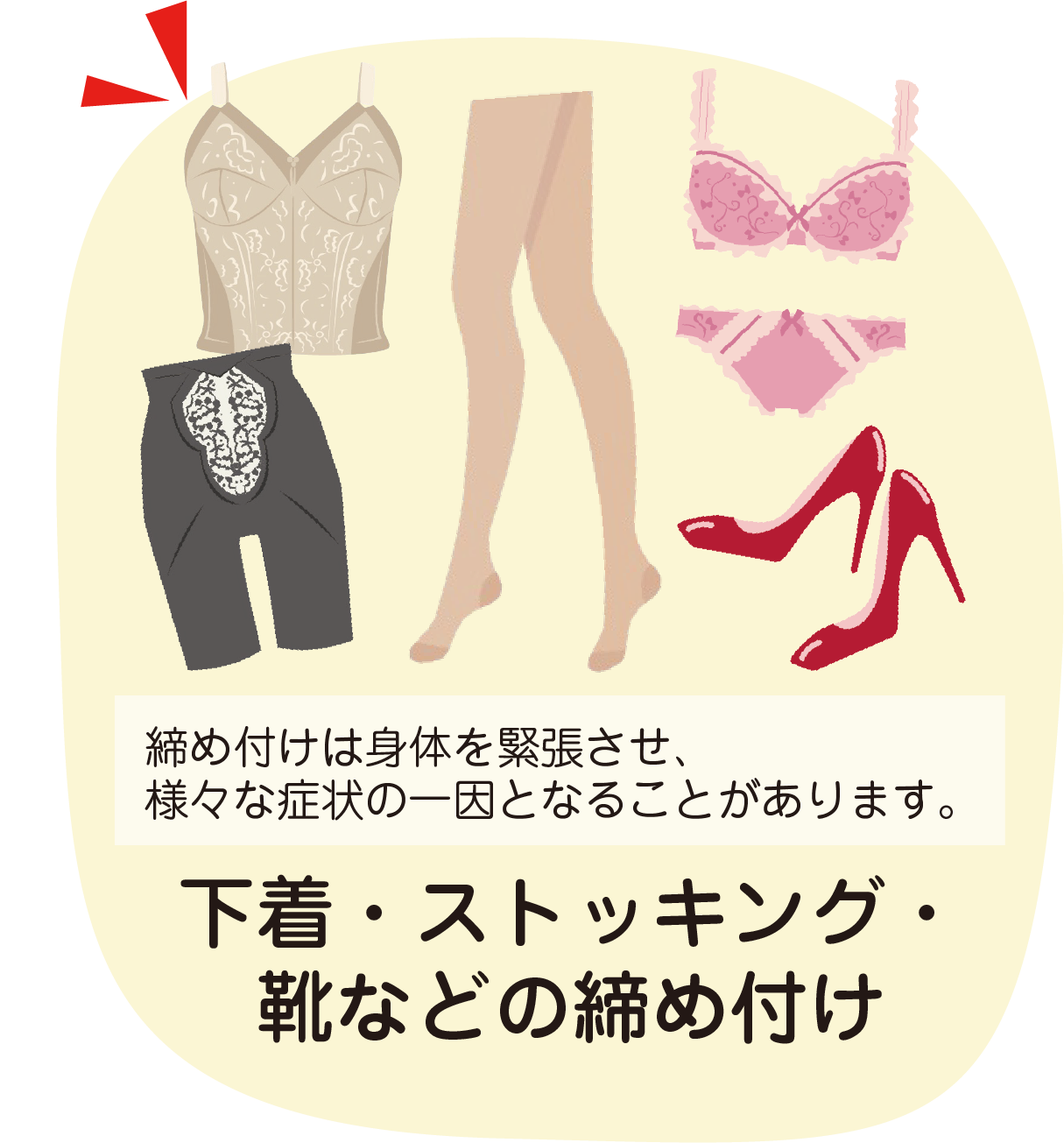 下着・ストッキング・靴などの締め付け